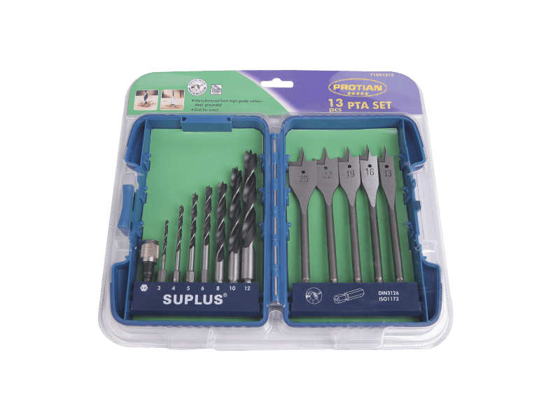 Wood drill bit and flat auger set